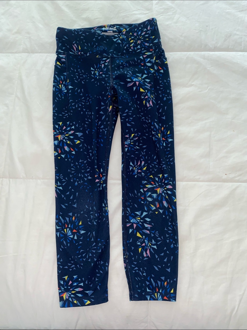 Kids Navy Colorful Active Leggings -